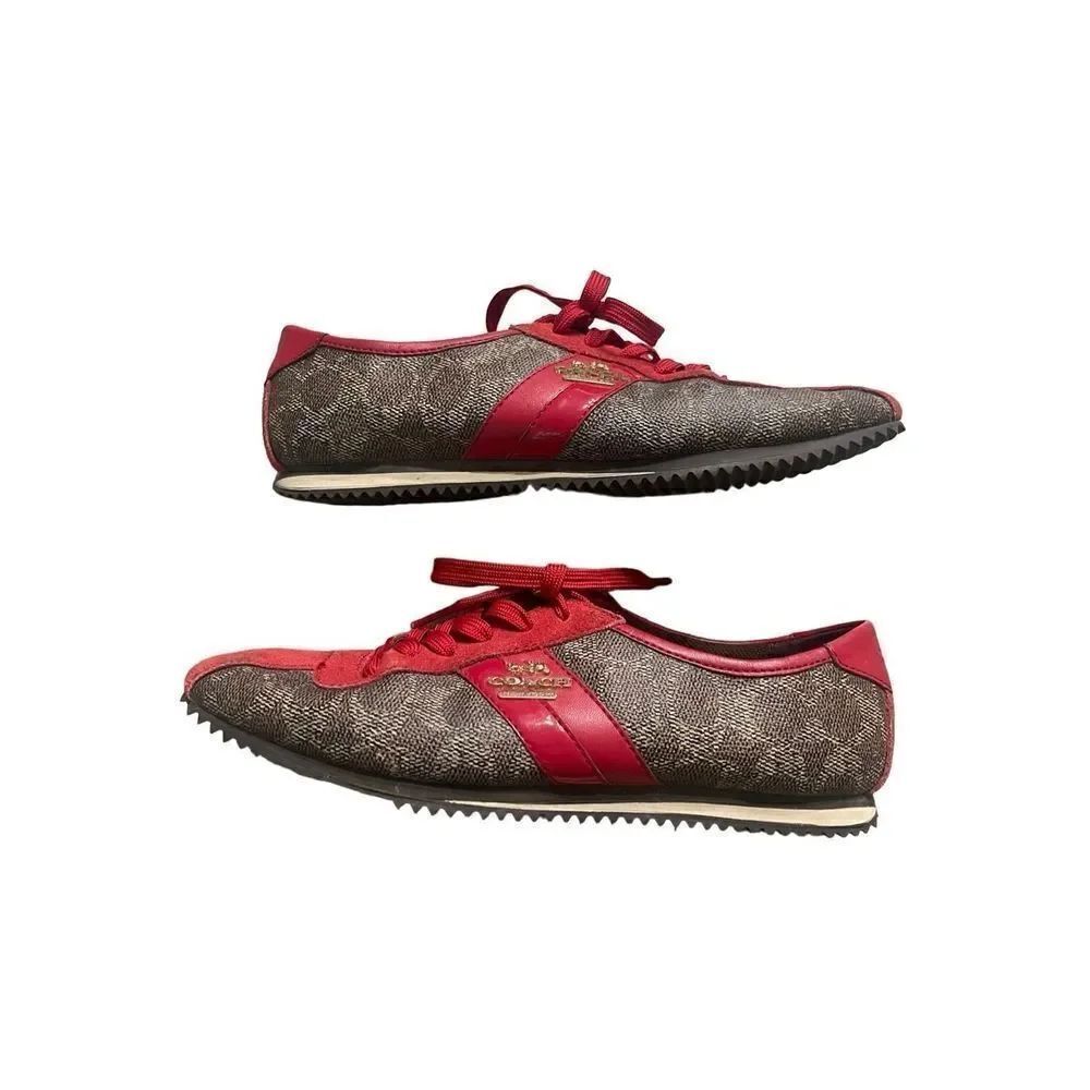 Coach Womens Brown & Red Ivy Signature Logo Fashion Sneakers Size 7.5